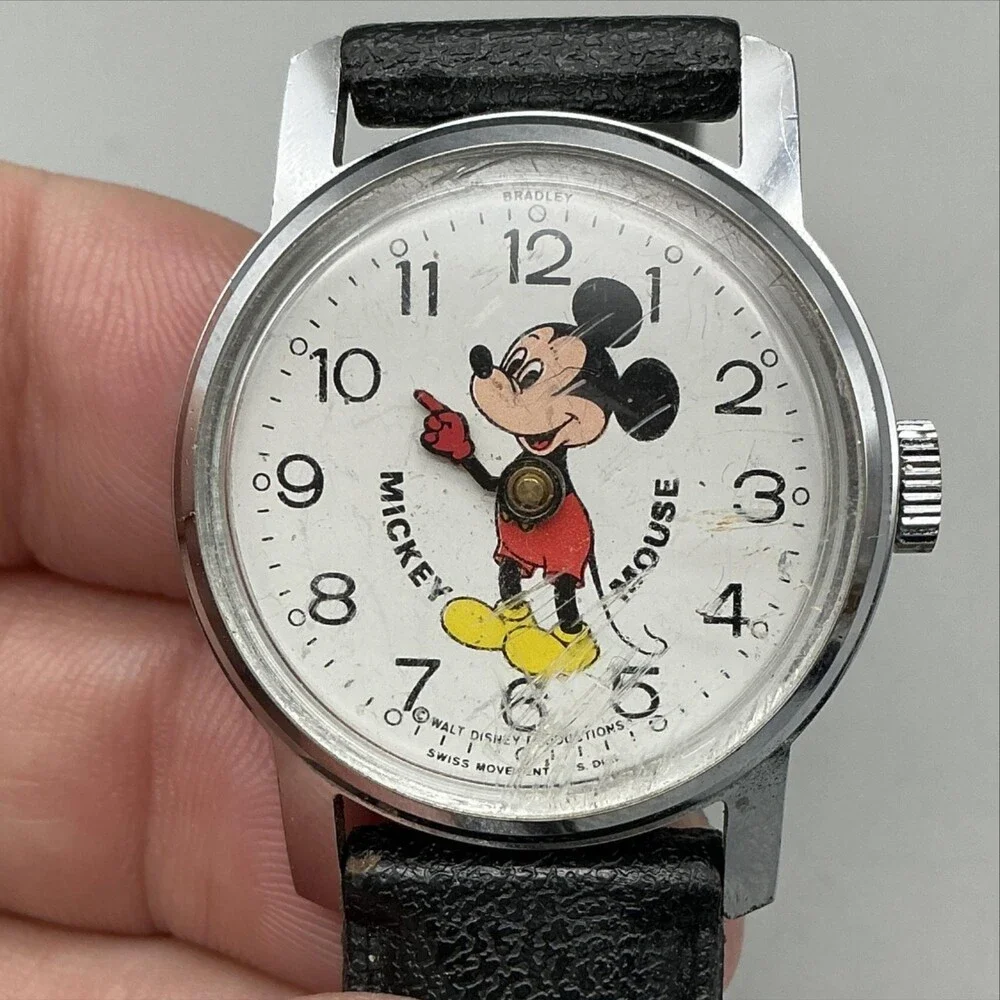 Vintage Bradley Mickey Mouse Womens Watch 29mm White Dial Manual For Parts